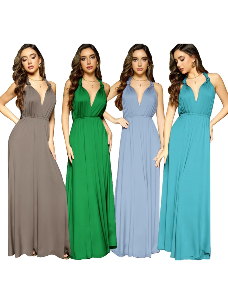 Picture of French Retro High-end Sense Small Multi-wear Strap Large Swing dress Backless Sexy Bridesmaid Dress for Women
