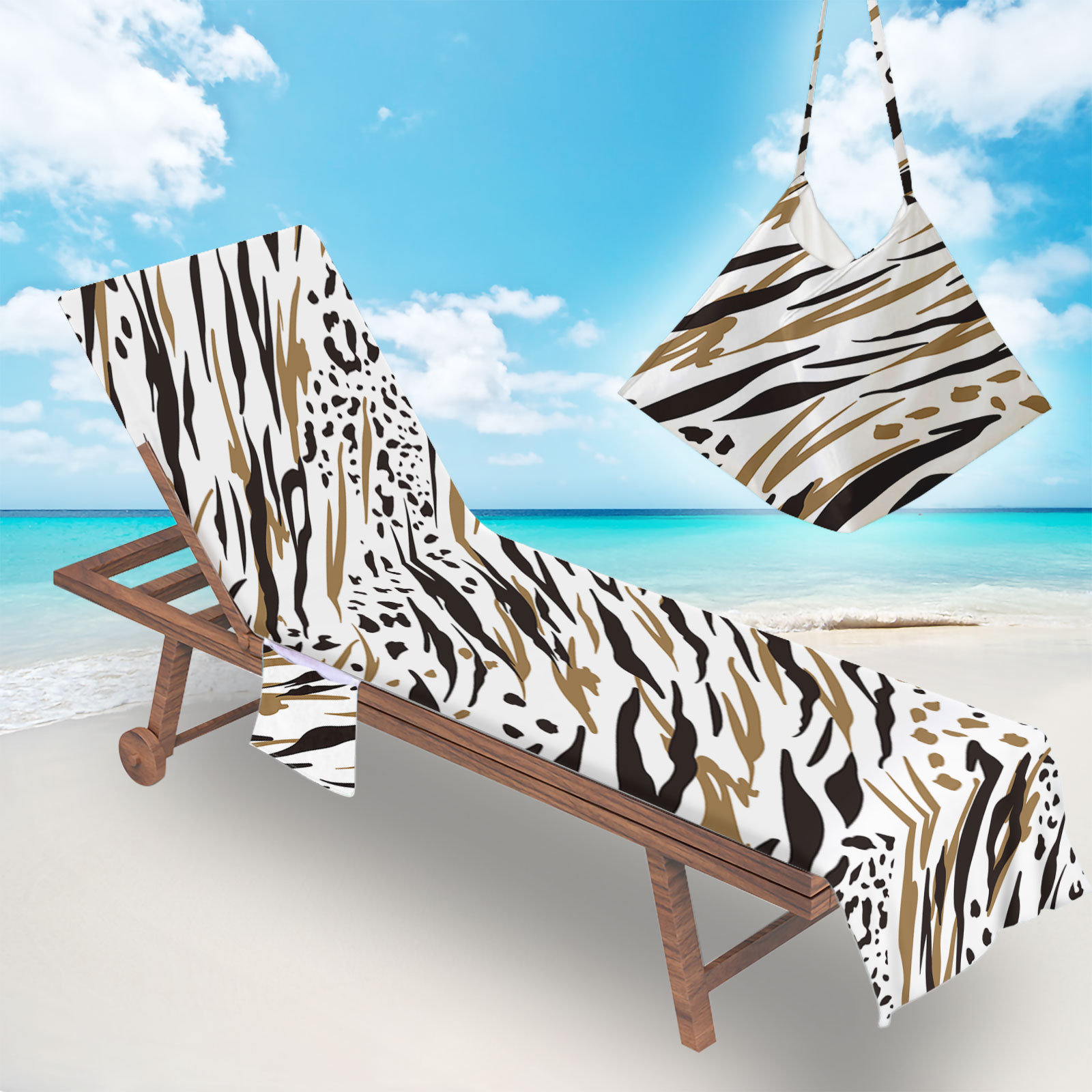 Cross-border exclusive for Amazon microfiber beach chair cover recliner towel beach towel digital printing geometric series