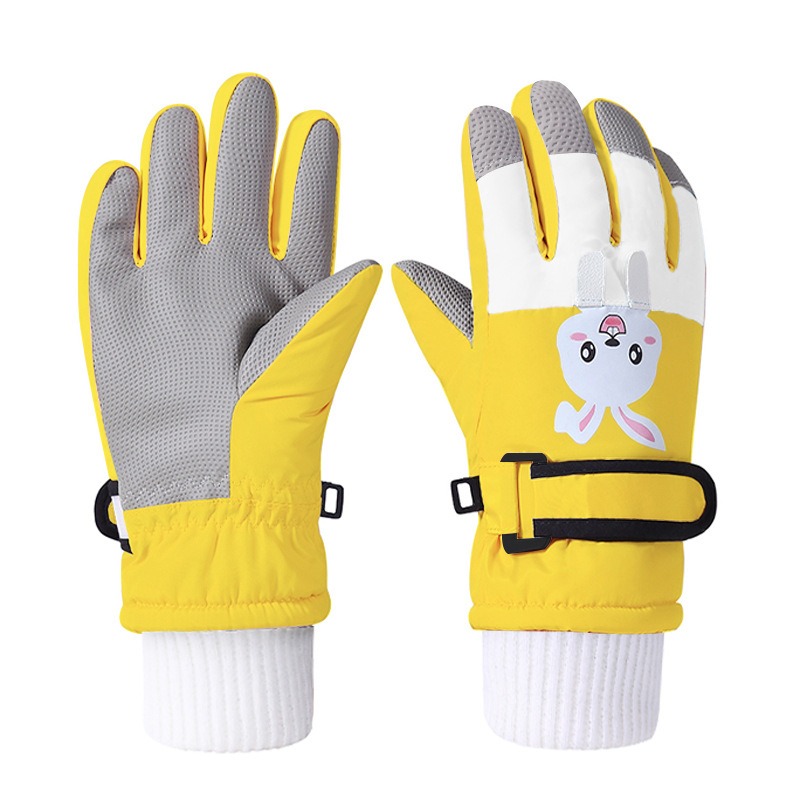 Picture of Children's ski gloves winter warm gloves for boys and girls 7-12 years old fleece-lined windproof waterproof children riding gloves