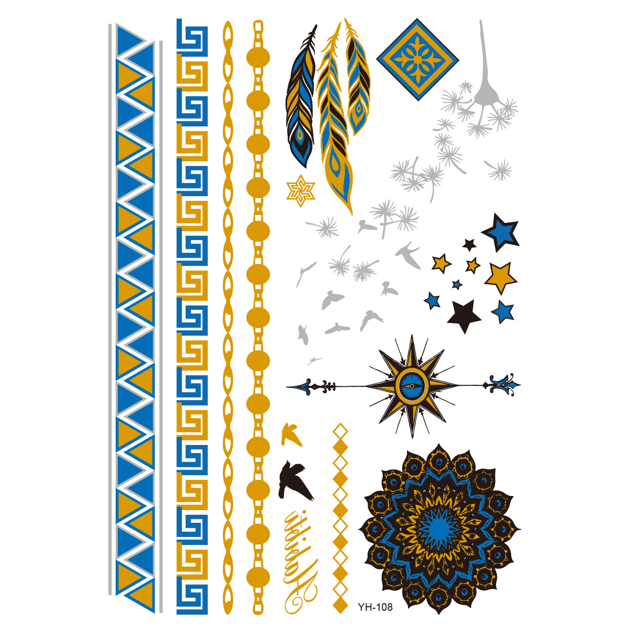 Picture of Bronzing tattoo stickers manufacturers in stock wholesale waterproof tattoo stickers fashion tattoo stickers