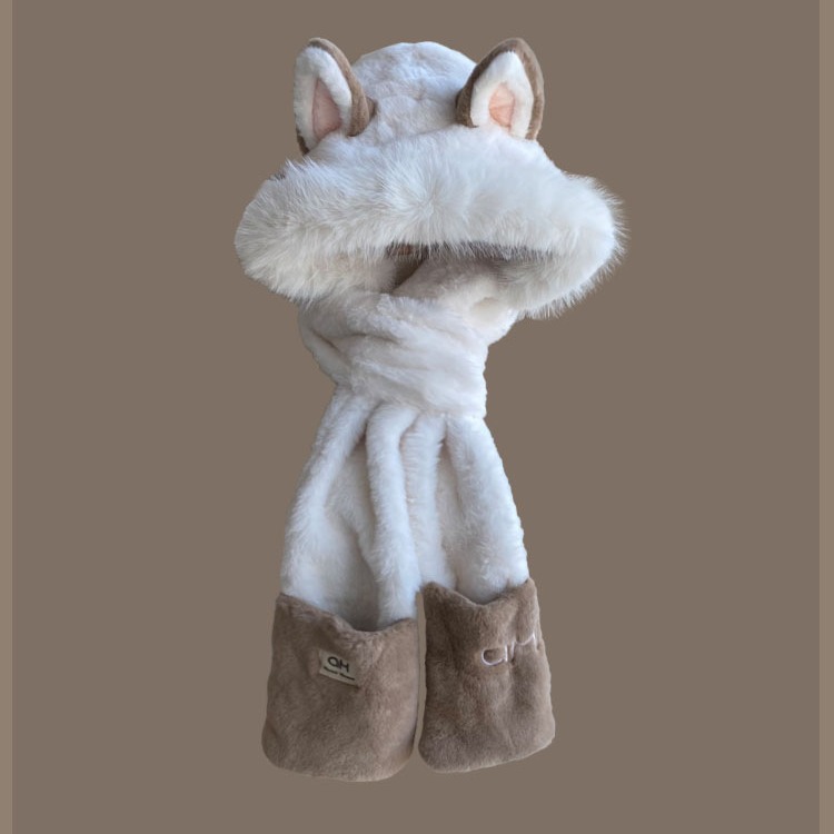 Picture of Hat Women's Winter Winter Fluffy Cute Plush Cold-proof Warm fleece-lined Thickened Scarf and Gloves New