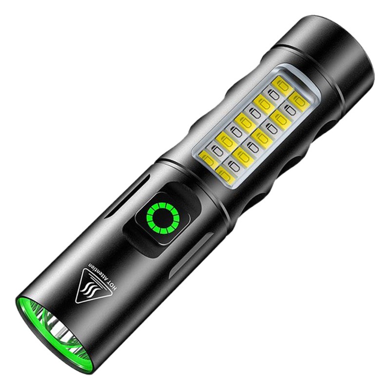 Cross-border new LED multi-function strong light flashlight rechargeable aluminum alloy telescopic zoom hot mini flashlight