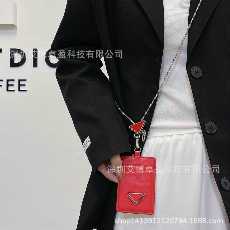 Picture of European and American Luxury Triangle Metal Chain Work Card Card Bag Trendy Card Case Hanging Neck Ins-style Crossbody ID Card