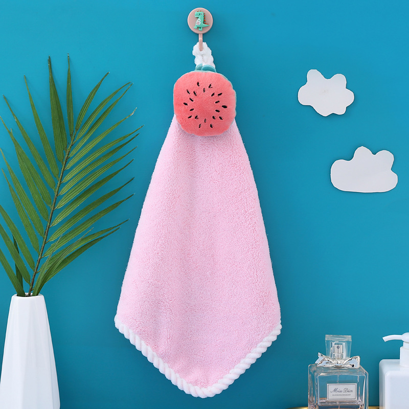 Picture of Hand towel cute hanging coral fleece household absorbent kitchen bathroom children cartoon hand towel factory wholesale
