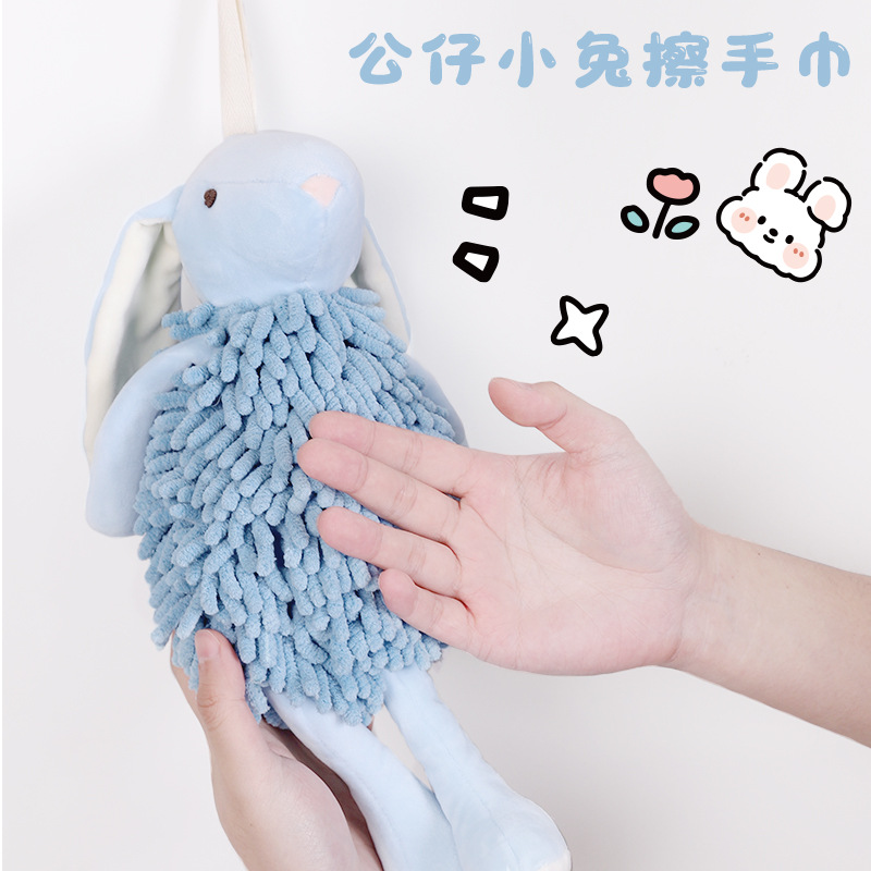 Cartoon Bunny Chenille Hand Towel Doll Multifunctional Animal Creative Rabbit Hand Towel Plush Toy Wholesale