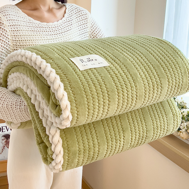 Picture of Cross-border Autumn and Winter Thickened Class A Milk Fleece Jacquard Blanket Office Nap Blanket Coral Fleece Cover Blanket Sofa Blanket
