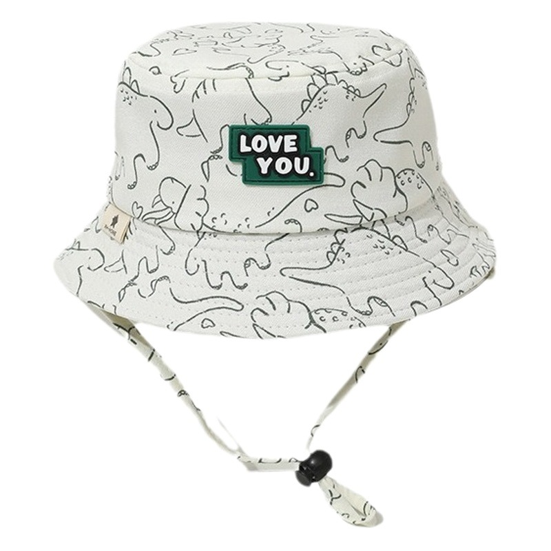 Printed Dinosaur labeling baby basin hat New 2024 Spring children fisherman hat boys sun protection girl sun protection basin hat