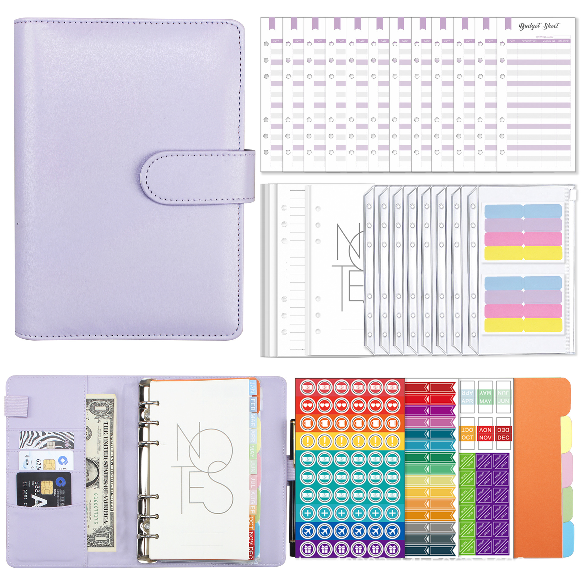 Picture of Macaron A6 Binder Accounting Notebook Planner Cash Budget Planner Japanese and Korean Cute Style