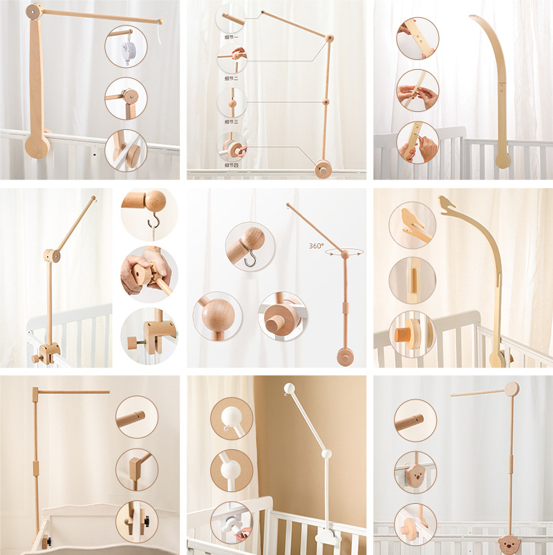 Picture of Amazon Simple Baby Bed Bell Wooden Bracket Mosquito Net Hanging Pole Bed Bell Accessories Newborn Comfort Bed Bell Bracket