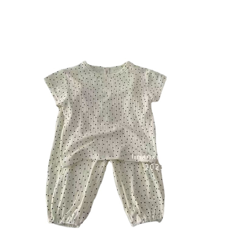 Picture of 2023 Summer Girls' Short-Sleeved Outerwear Set, Baby Summer Two-Piece Pajamas, Soft and Breathable, Can Be Worn Outside