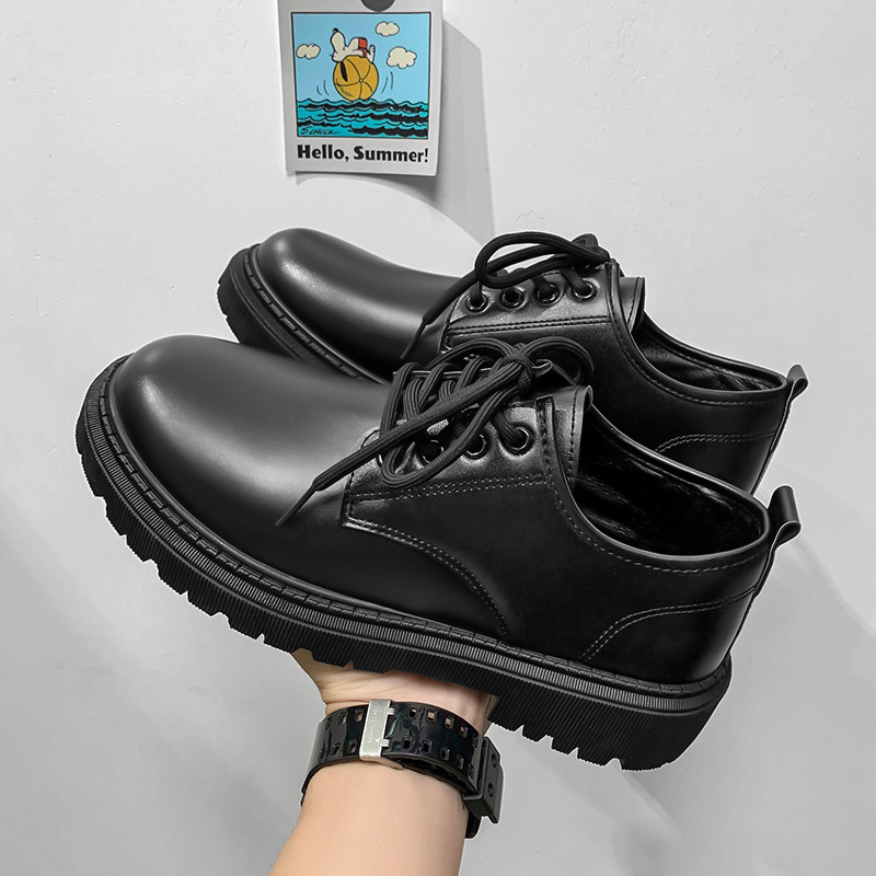 Business Leather Shoes Men's Summer 2024 New Youth British Style Student Suit Men's Round Head Casual Trendy Shoes