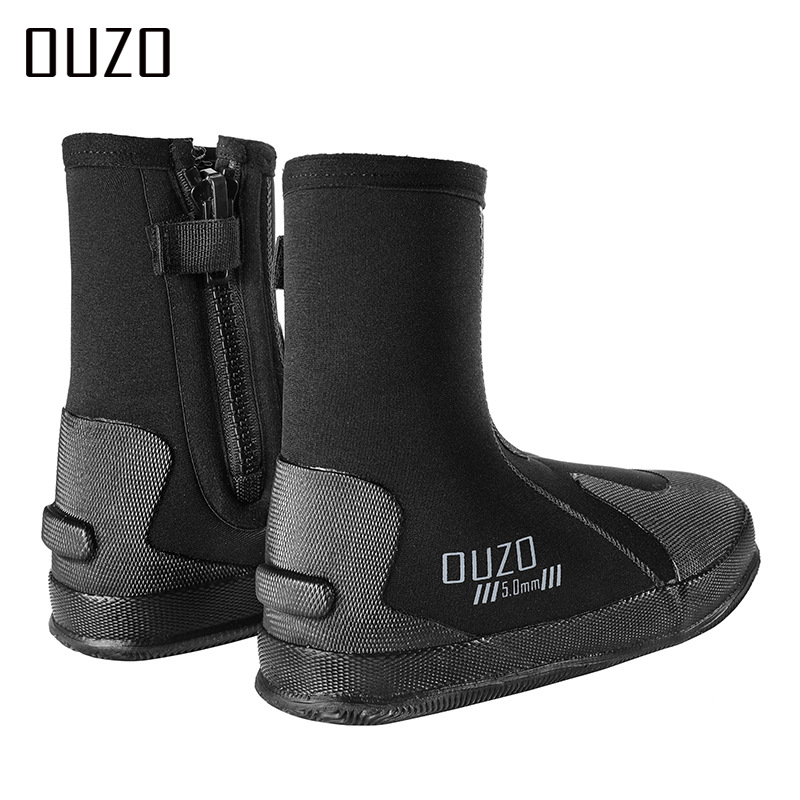 Picture of 5mm Diving Shoes OUZO Thickened Non-slip Wear-resistant Snorkeling Beach Surfing Vulcanized Shoes Tracing Shoes High-top Diving Boots