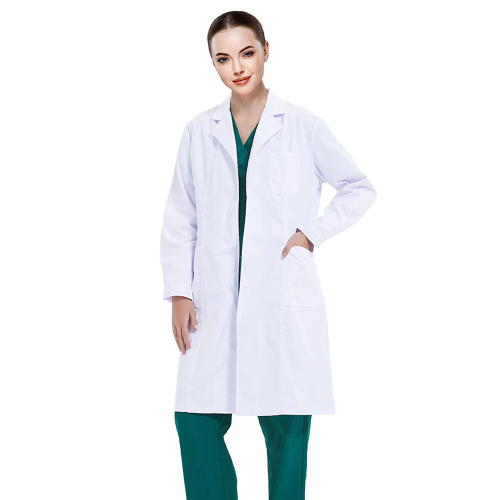 Picture of Short-Sleeved White Coat Nurse Uniform Medical Long-Sleeved Student Lab Coat Oral Outpatient Hospital Work Clothes Breathable Men and Women