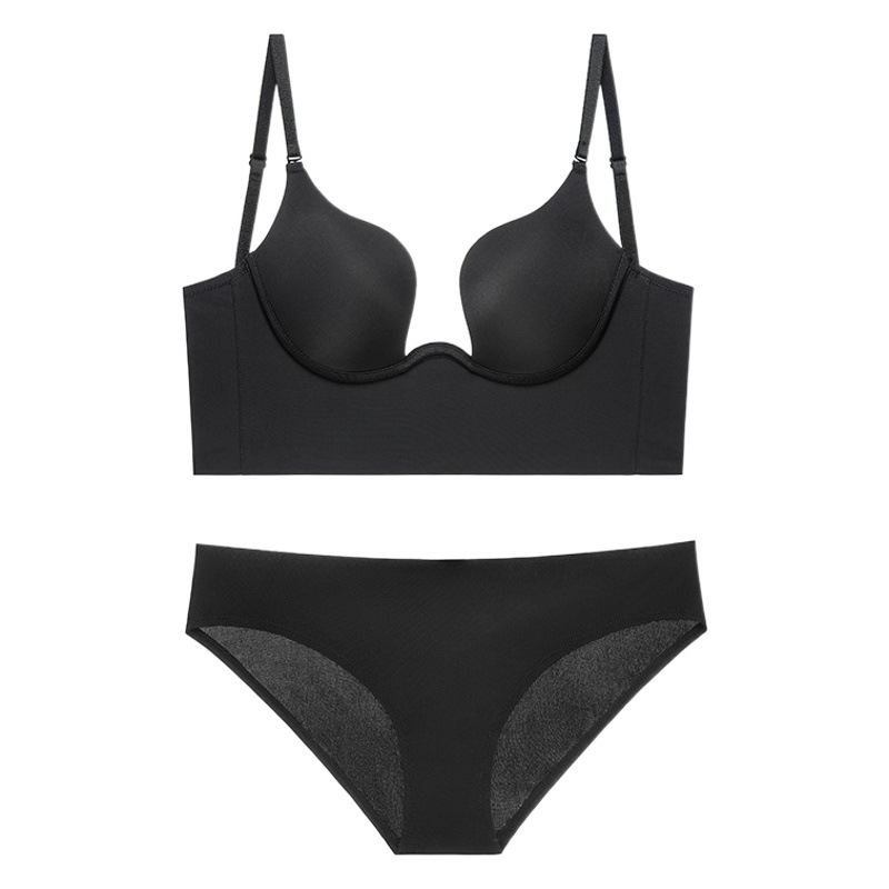 Amazon U-shaped sexy gathered smooth seamless bra invisible bra AliExpress large backless underwear women's suit