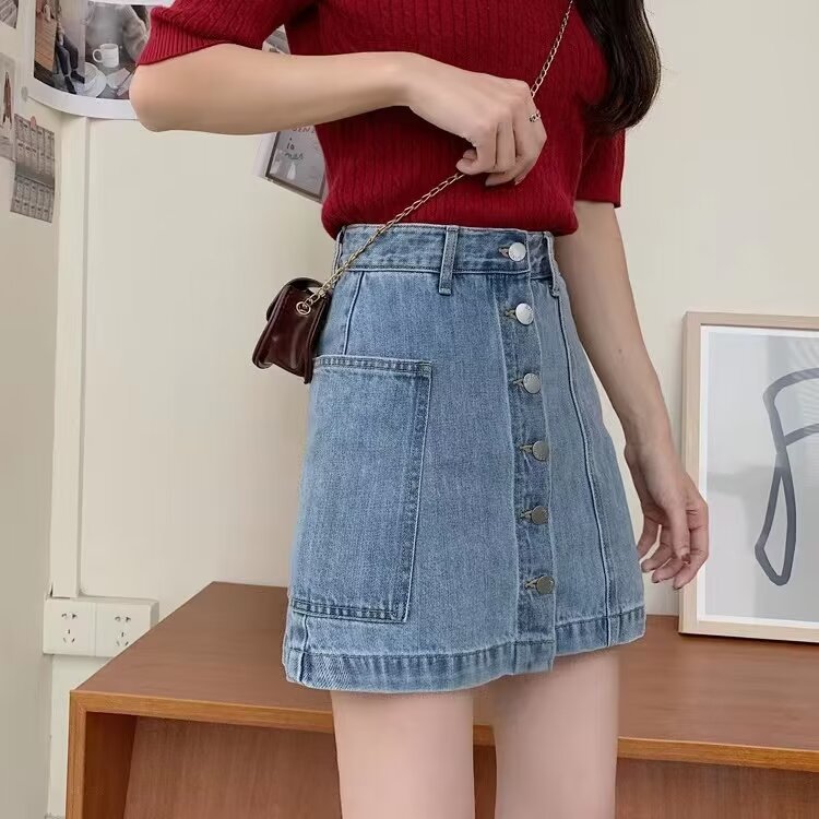 2024 New Summer Style Personalized Denim Shorts Skirt for Female Students vibe Loose Slimming Look A-line Wide-leg Hot Pants Skirt