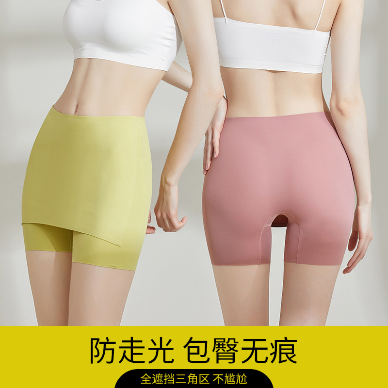 3977 Summer Thin Leggings Women's Double-layer Shelter Triangle Anti-running Light Partition Hip-lifting plus size Safety Pants