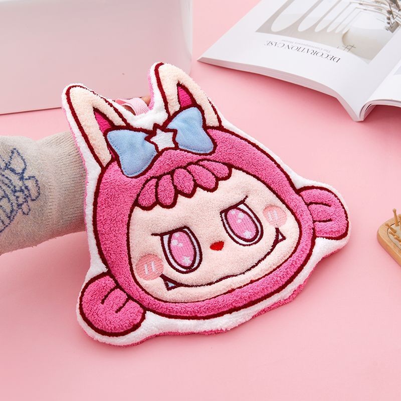 Picture of New Labubu Hand Towel Kitchen Bathroom Cute Hanging Hand Towel Thickeneded Water-Absorbent Cute Kidsren's Handkerchief