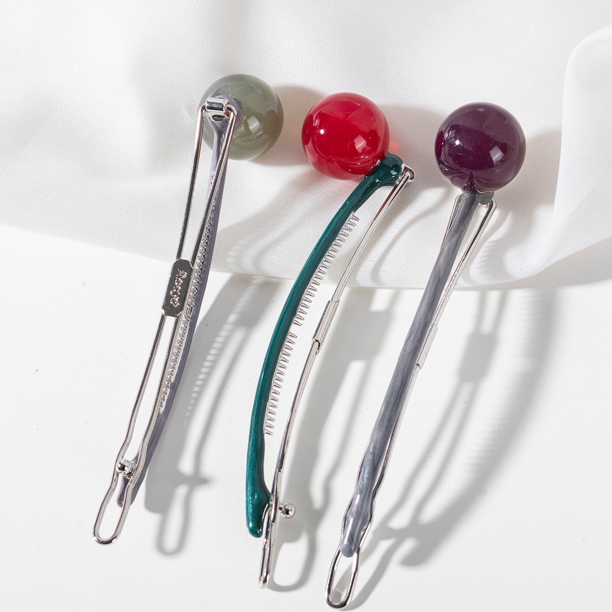 New Round Ball One-word Clip Back of Head Lollipop Hairpin Back of Head Frog Buckle Hair Clip Hair Clip Clip Headdress