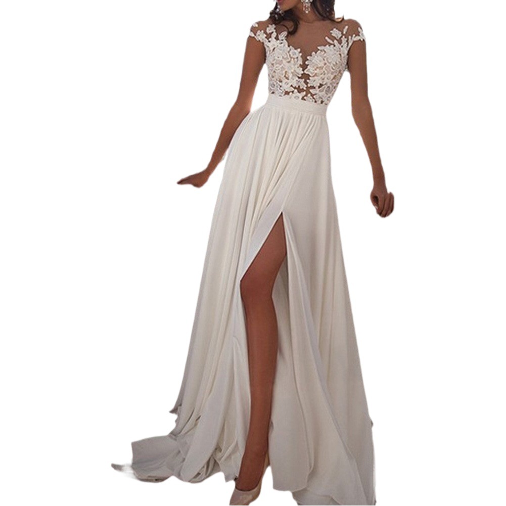 Picture of 2025 European and American Export Cross-Border New Wedding Dress Amazon Wish Sexy Lace Slit Evening Dress Wholesale