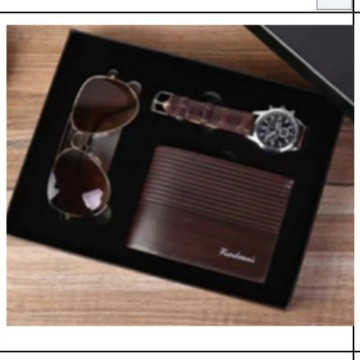 Picture of Men's Watch Set Factory Direct Sale Fashion Foreign Trade Quartz Glasses Belt Wallet Random Tie Business