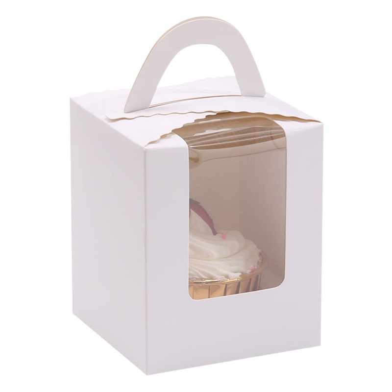 in stock 1 portable Mafen box cup cake box window transparent dessert West Point paper cup packaging box direct sales