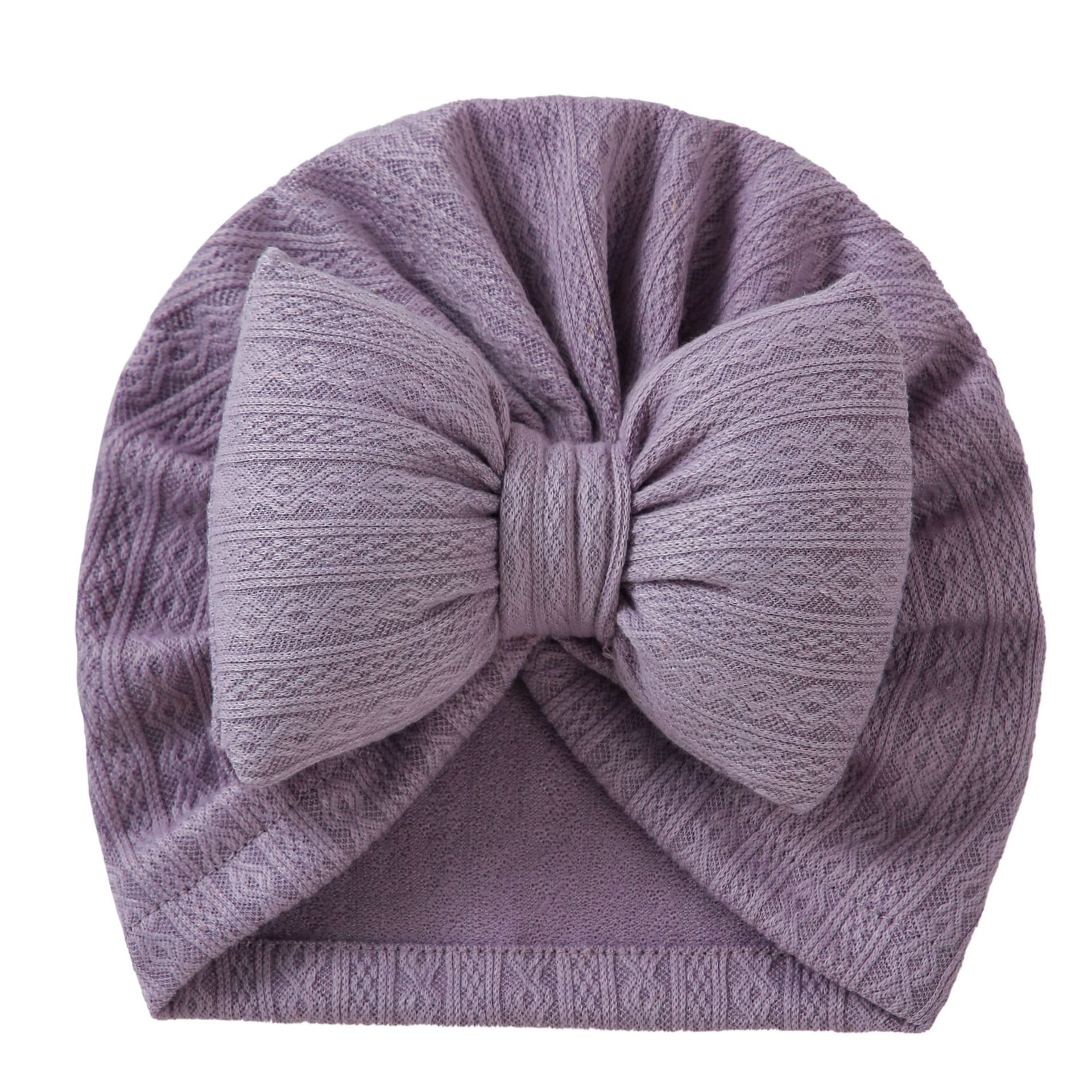 Picture of European and American New Baby Knitted Cotton-Filled Large Bow Kidsren's Pullover Hat Boat Hat Baby Turban Hat Ins Cross-Border