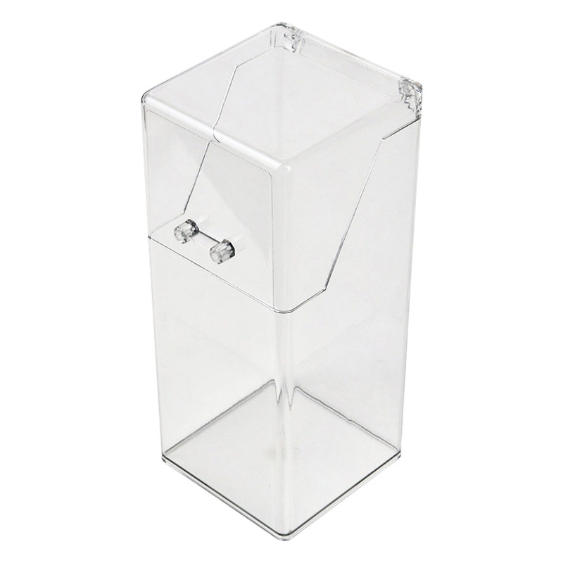 Transparent Simple Plastic Square Pen Holder Student Desktop Organizer Storage Box with Lid Cosmetic Brush Storage Bucket