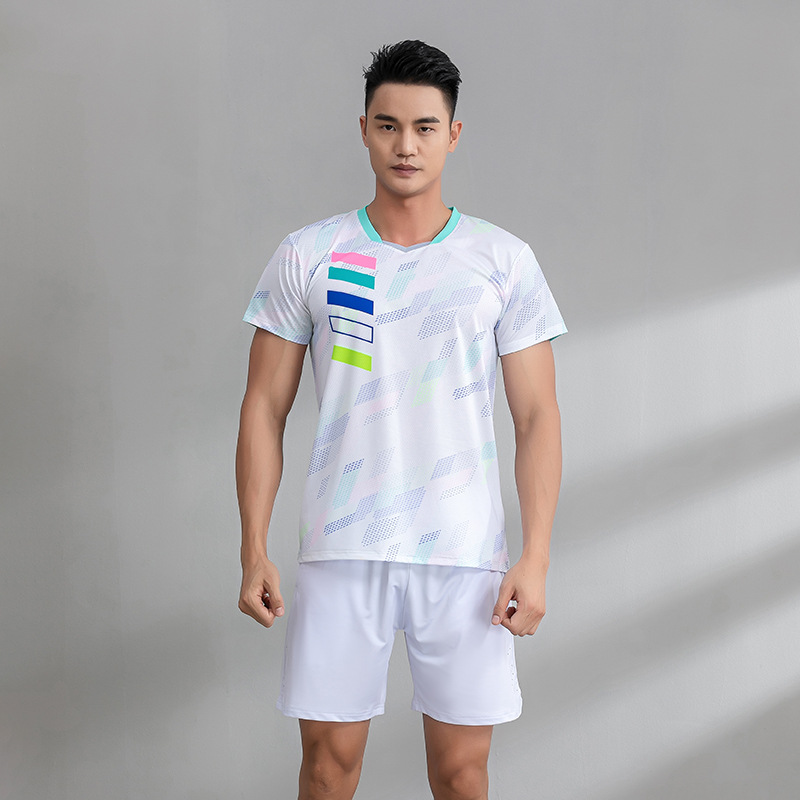 Picture of New Badminton Suit Women's Sports Quick-drying Breathable Short-sleeved Pants Men's Competition Suit Table Tennis Suit Customized
