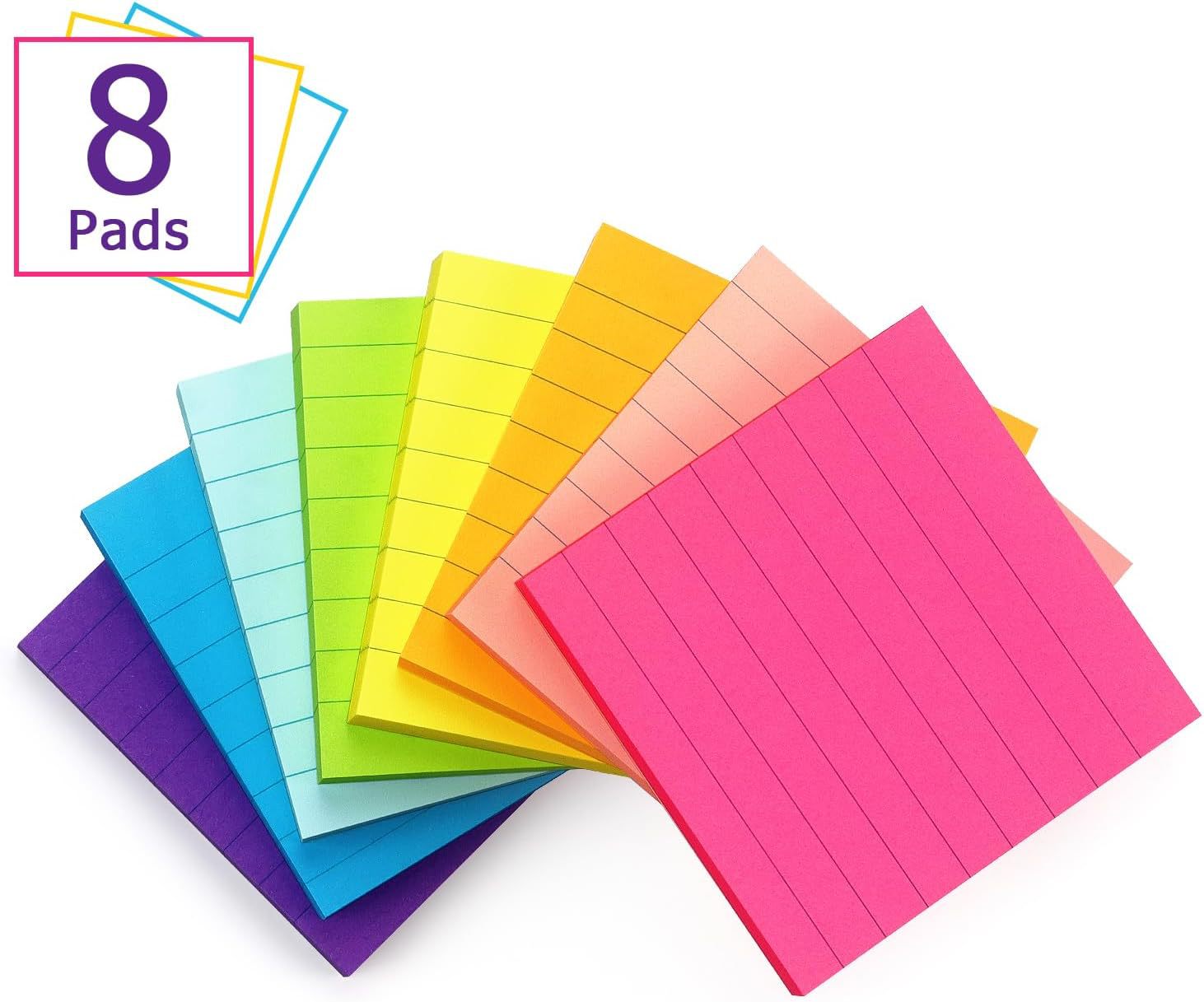 Picture of In stock fluorescent horizontal sticky note color line note paper student office N times stickers