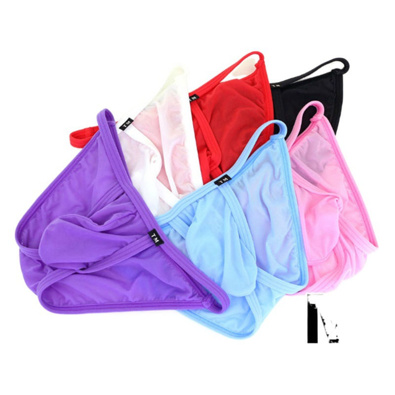 New Men's Large bag briefs men's sexy silky breathable hollow low waist shorts men's pants head Wholesale
