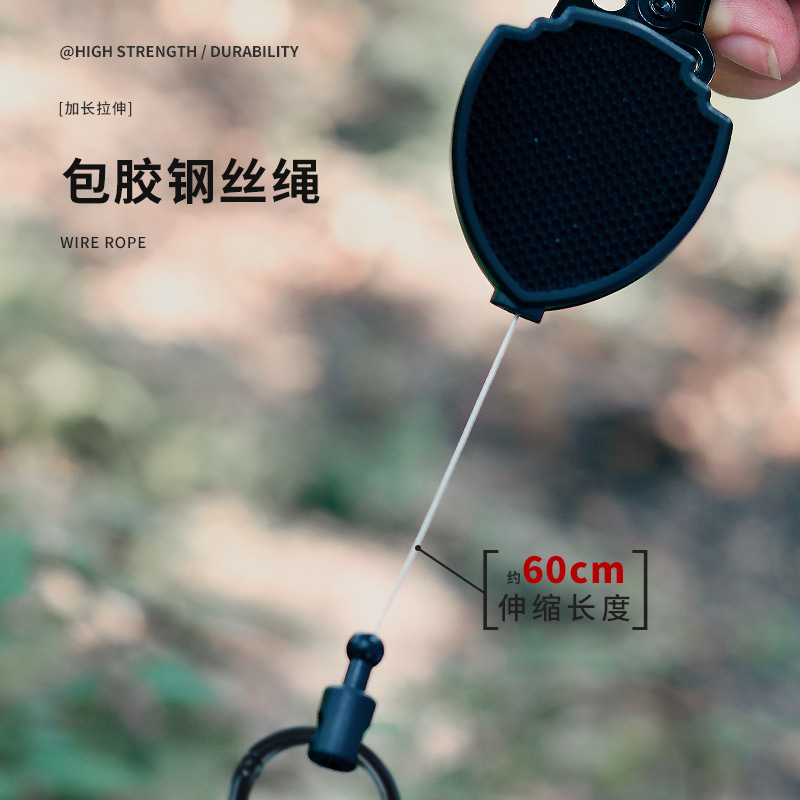 Picture of Backpack Keychain Outdoor Mountaineering Anti-lost Anti-theft Plastic Metal Easy Pull Buckle Thick Pull Wire Retractable Keychain