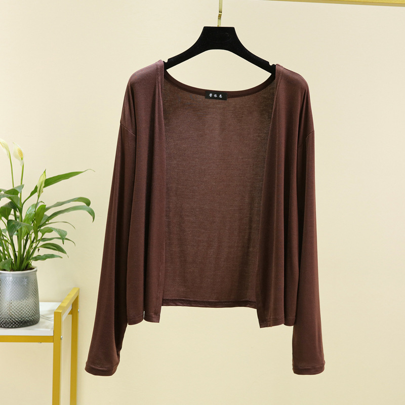 Picture of Modal sunscreen cardigan women's summer thin long-sleeved outerwear knitwear jacket loose casual waistcoat Spring