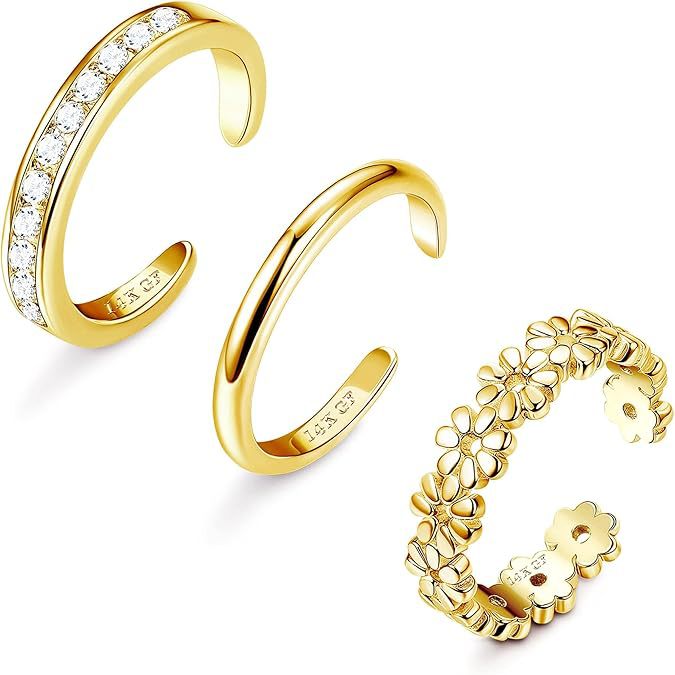 Copper-Plated 18K Real Gold Foot Accessories European and American Cross-Border New Toe Rings Adjustable Flower Square Zircon Exquisite Fashionable Toe Rings