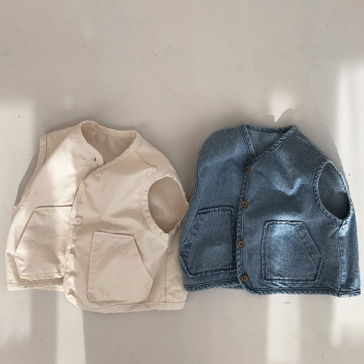 Picture of Korean Style Trendy Children's Spring and Autumn New Vest with Pockets, Loose and Versatile Casual Denim Jacket 2025