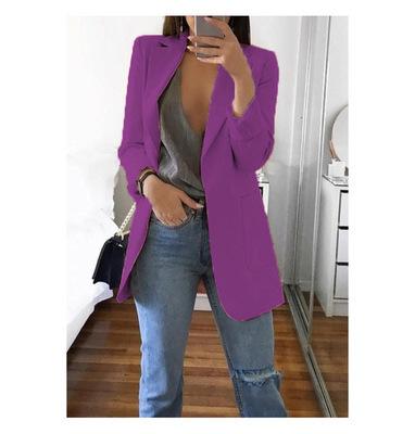 Picture of AliExpress WISH2020 New Spring and Autumn Hot Women's Long Sleeve Solid Color Pocket Cardigan Small Suit Jacket