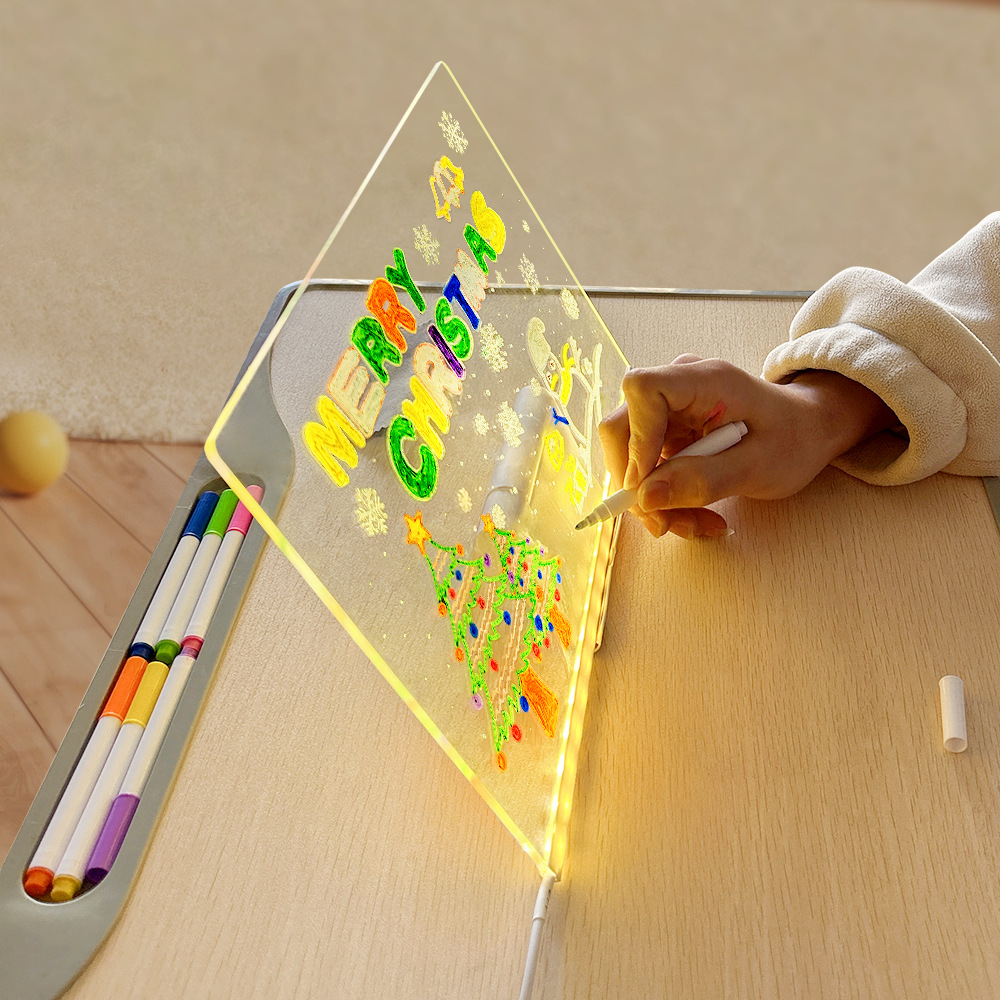 USB Led Night Light Acrylic Message Board Light Atmosphere Light Rechargeable Kidsren's Drawing Board Kidsren's Gift Ornaments