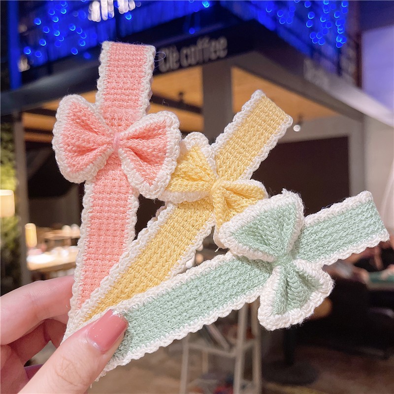 Picture of Spring and Summer Children's Bow Bangs Sticky Broken Hair Girl's Sticky Hair Band Hair Band Velcro Little Girl's Posting Head