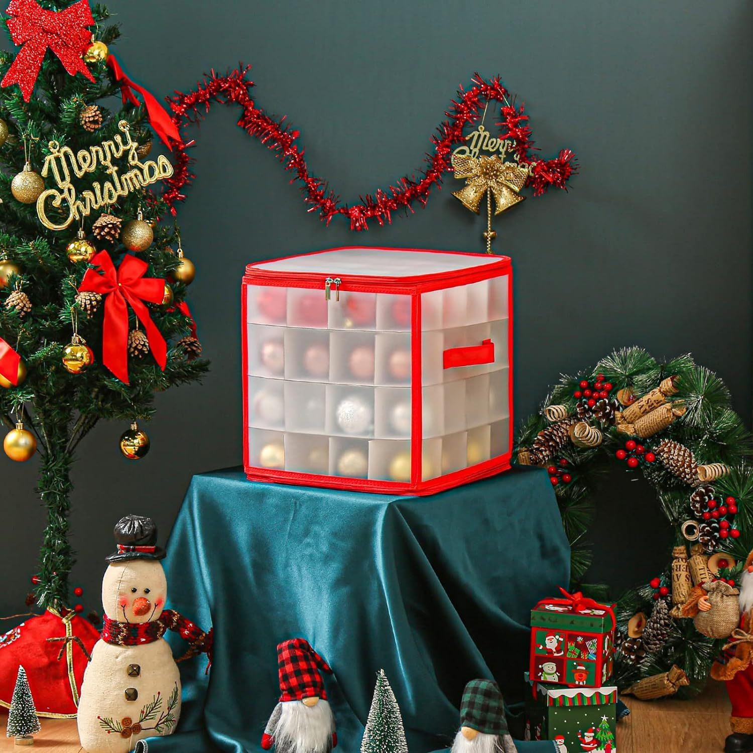 Factory Direct Sales Cross-Border E-Commerce Free Labeling 64-Grids Pp Christmas Ball Storage Box Multi-Functional Jewelry Storage Box