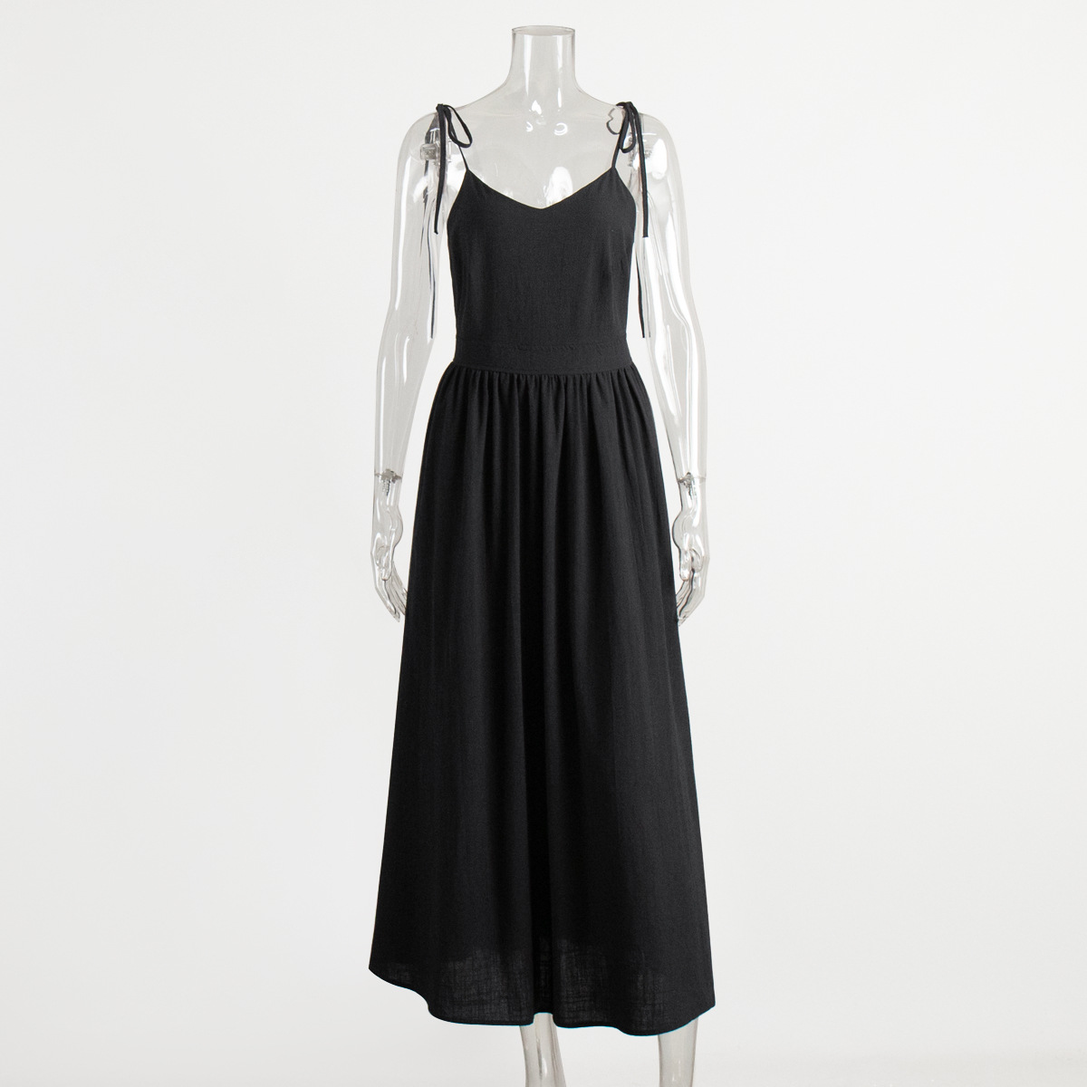 Picture of Cross-border Pure Cotton V-neck Slip Skirt Women's European and American 2025 Spring New Elegant Elegant Sexy Strap Backless dress