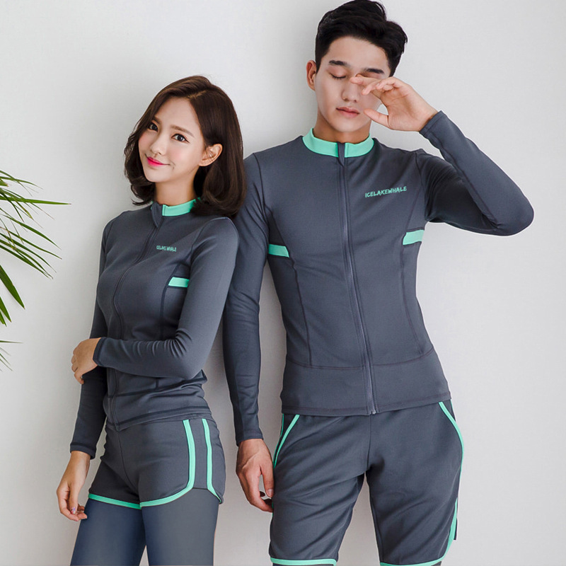 Picture of Korean Couple Diving Suit Women's Jellyfish Suit Men's Snorkeling Suit Long-sleeved Swimsuit Quick-drying Surfing Split Sunscreen Diving Suit