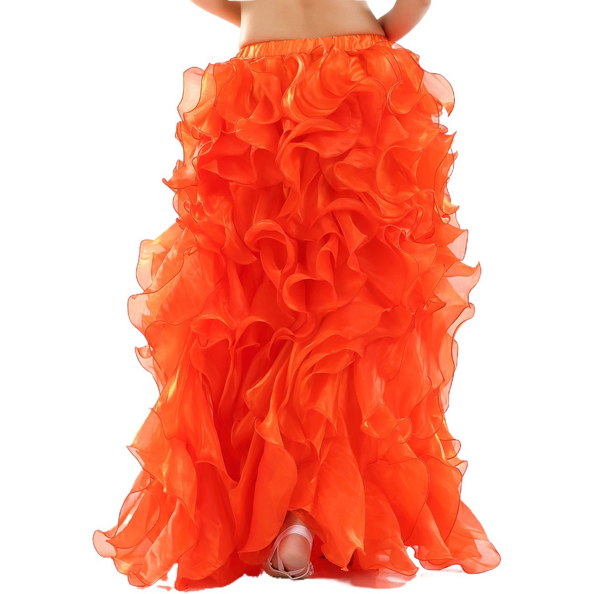 Dancer Belly Dance Tutu Skirt Curled Skirt Belly Dance High-end Skirt Oriental Dance Split Leg Dancing Skirt