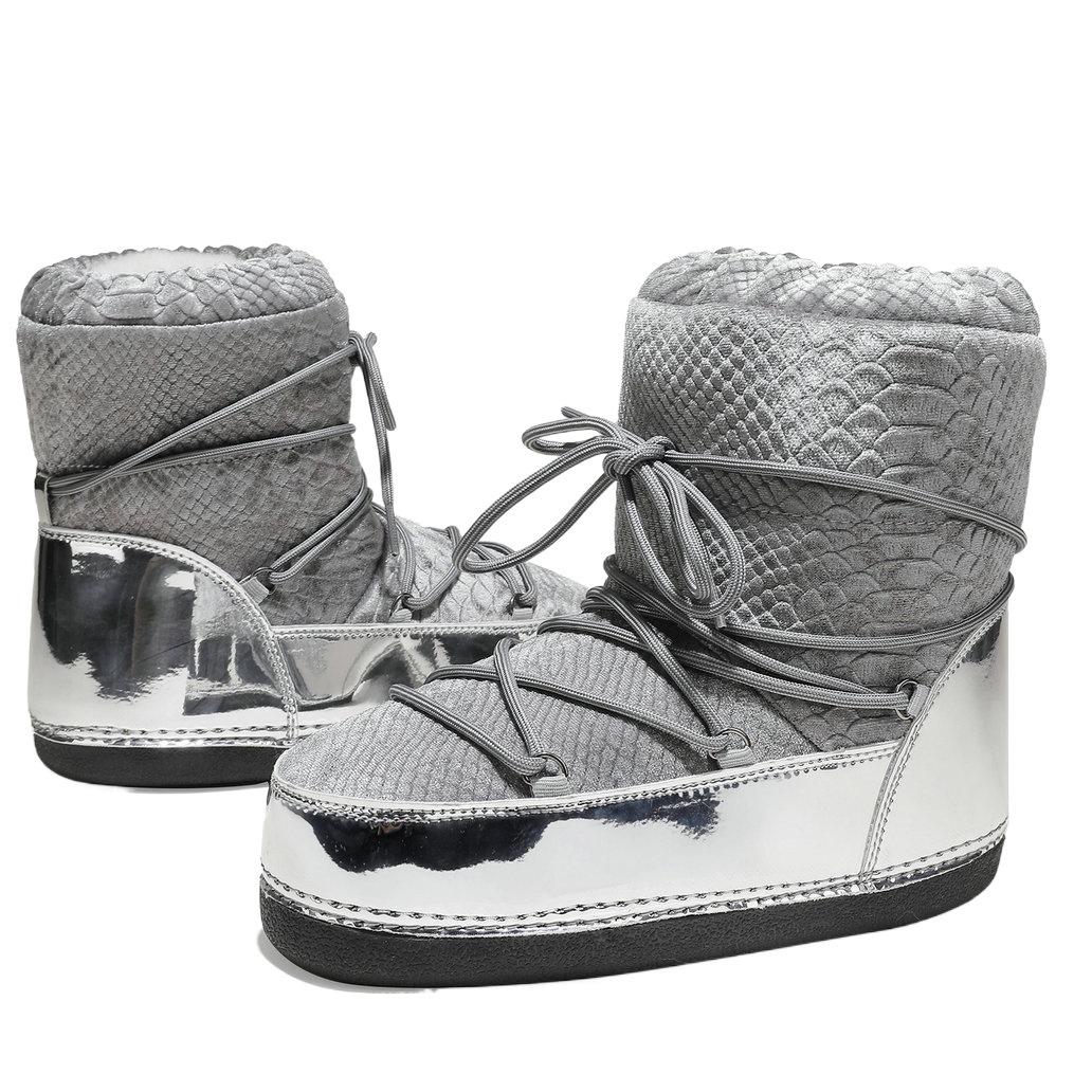 Outdoor Ski Boots 2025 New Winter Women's Moon Boots Thick Bottom Middle Tube Non-slip Waterproof Space Boots