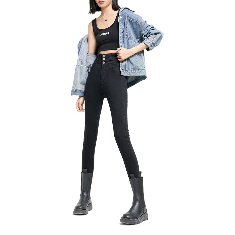 Smoke Gray High-Waisted Jeans for Women 2025 New Style Slimming Pencil Pants Butt-Lifting Versatile Slim-Fit Long Pants