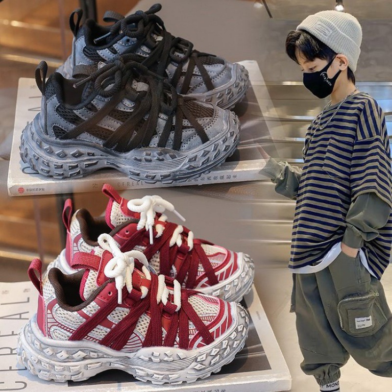 Boys sneaker summer 2024 new fried street soft bottom children's shoes big children running breathable father shoes spring and autumn