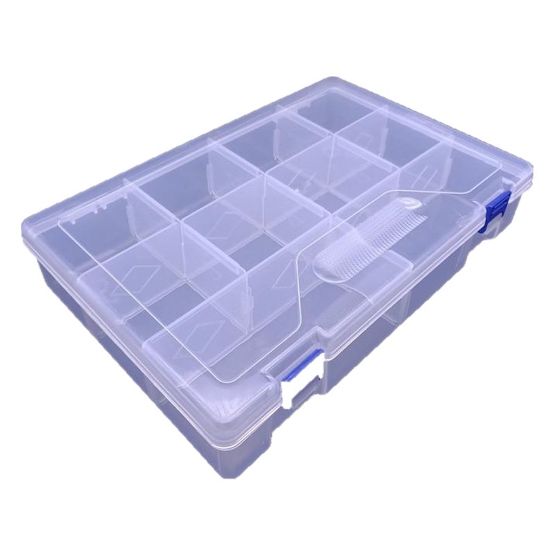 Large Thickened 10-compartment Transparent Removable Plastic Storage Box Desktop Organizer Storage Box Tool Box Sample Display Box