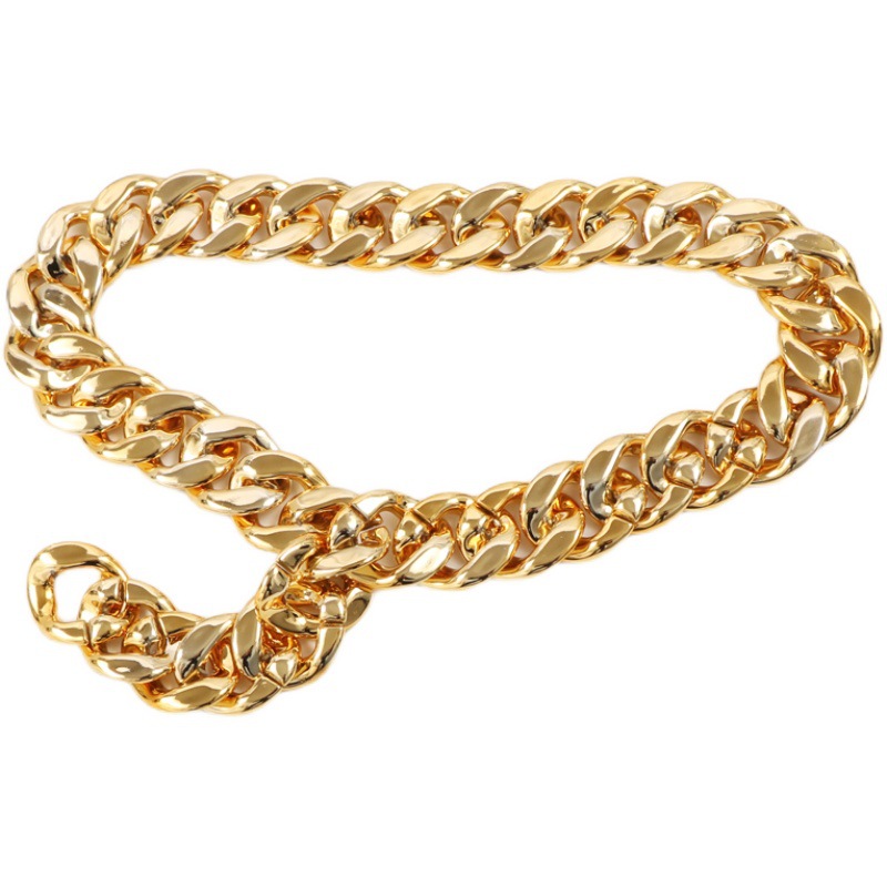Picture of European and American ins Street personality metal gold thick chain wide waist chain decoration with dress shirt belt for women