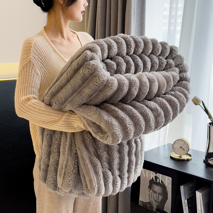 Picture of Rabbit plush blanket flannel blanket nap blanket coral fleece blanket air conditioning blanket winter thick fleece blanket wholesale
