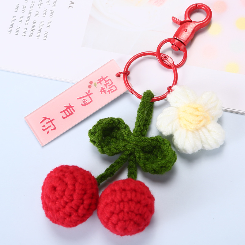 Picture of Wool knitted handmade pendant Persimmon Persimmon Ruyi keychain good thing happened pendant gift box accessories hanging jewelry