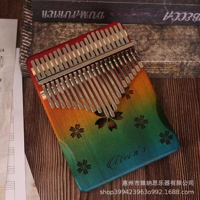 Picture of Thumb Piano 17-Tone Kalimba Kalimba 21-Tone Kalimba Finger Piano Instrument Solid Wood Rainbow Model