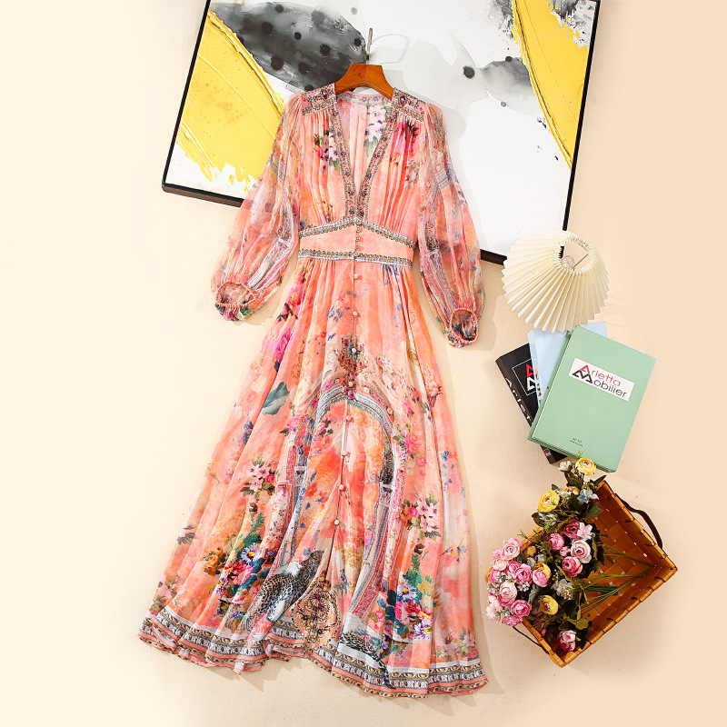 Silk Dress High-End Accessible Luxury Mulberry Silk New French Camilla Slim Slim Holiday Princess Long Skirt for Women